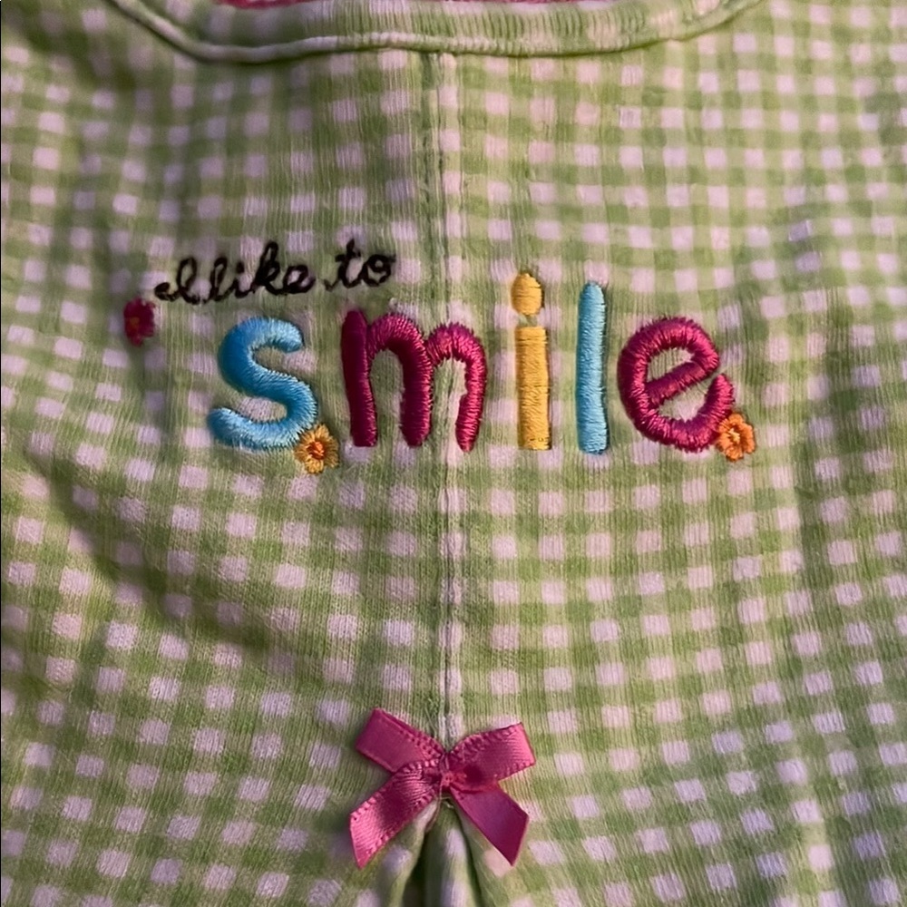 Child of Mine Green Gingham Baby Dress with Flower - Picture 5 of 10